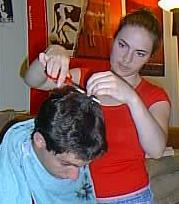 me cutting Jon's hair