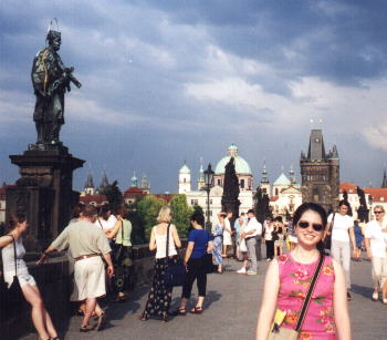 Olivia on the Charles Bridge in Prague